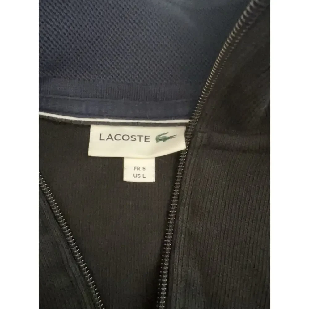 Men’s Lacoste 1/4 Zip Pullover Sweatshirt Black Size Large